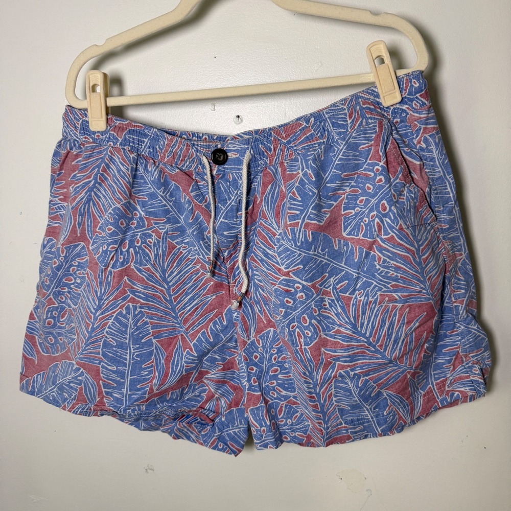Chubbies Shorts XXL Mens Blue Red Tropical Monstera Leaf Print 5.5" Inseam